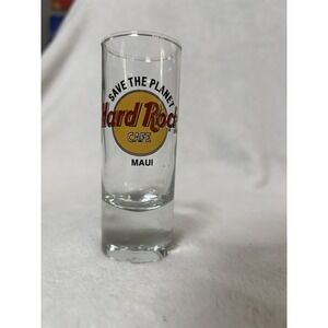 Hard Rock Cafe MAUI 4" Glass Shot Glass Shooter Save The Planet Black Text